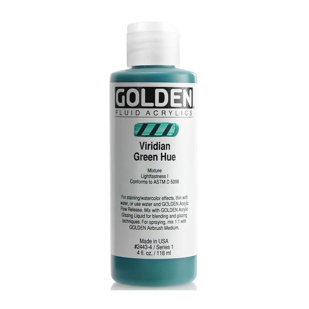 Golden Fluid Acrylic 4oz Viridian Green Hue S1