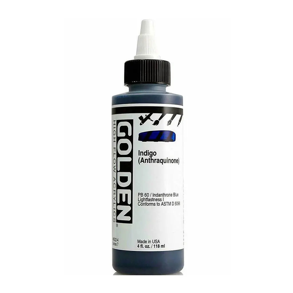 Golden High Flow Acrylic Paint 4oz Indigo (Anthraquinone) S7