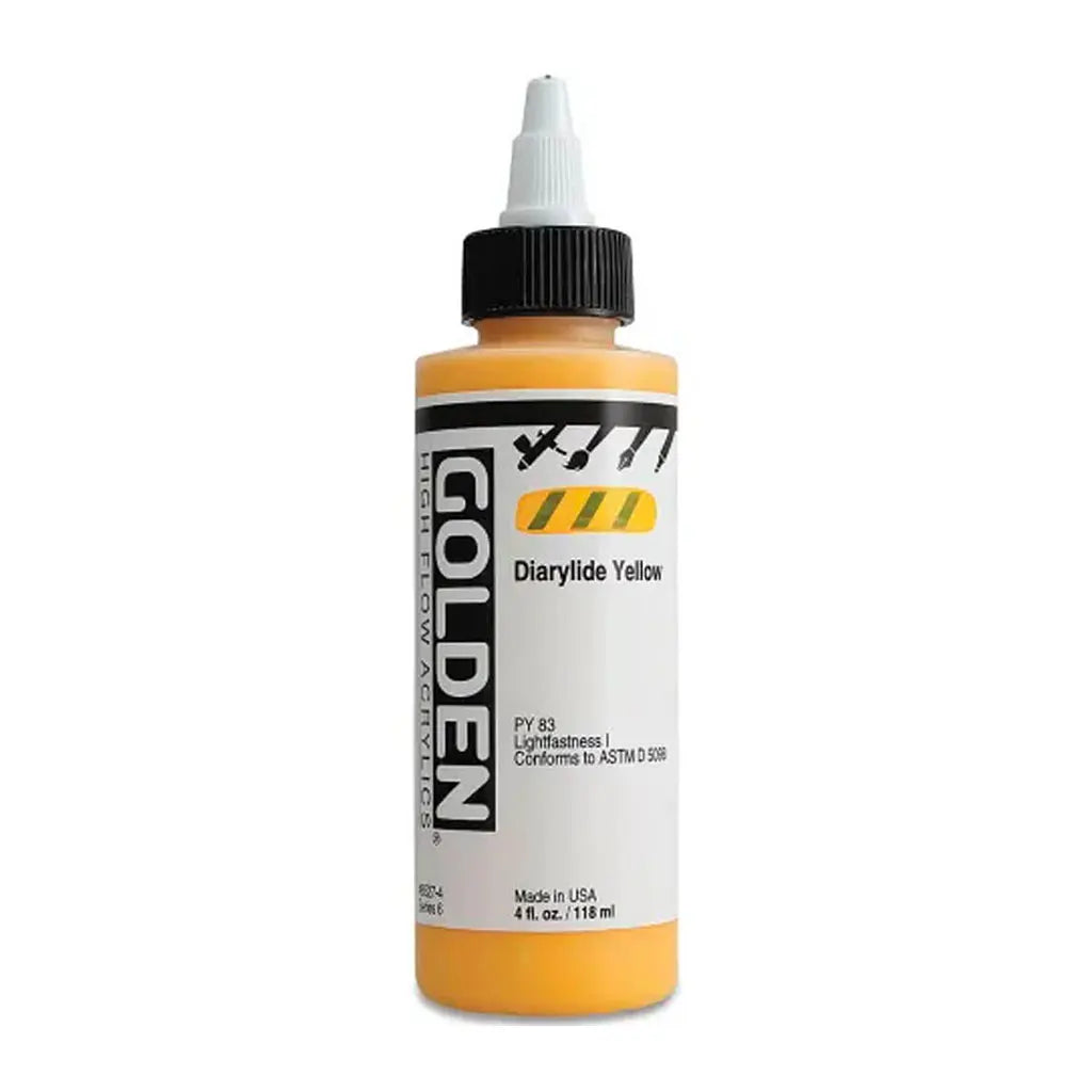 Golden High Flow Acrylic Paint 4oz Diarylide Yellow S6