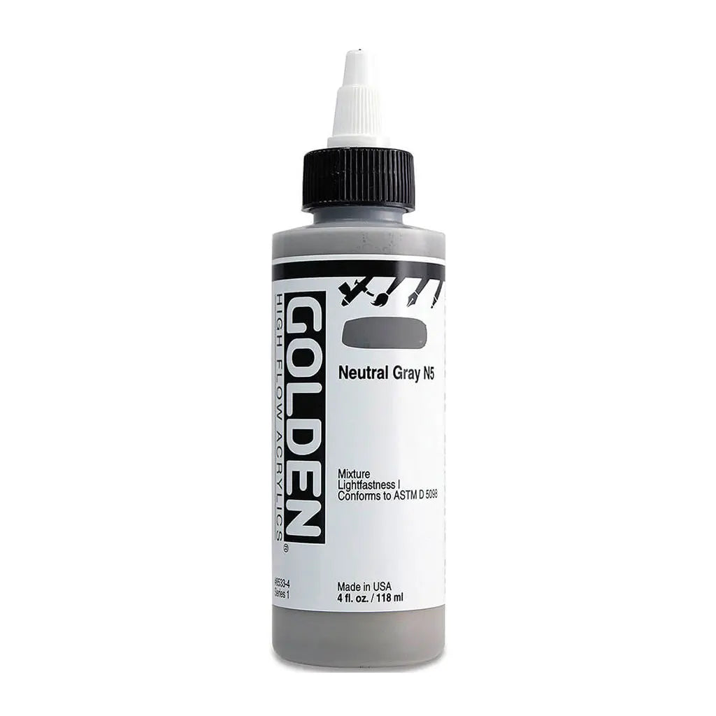 Golden High Flow Acrylic Paint 4oz N5 Neutral Gray S1