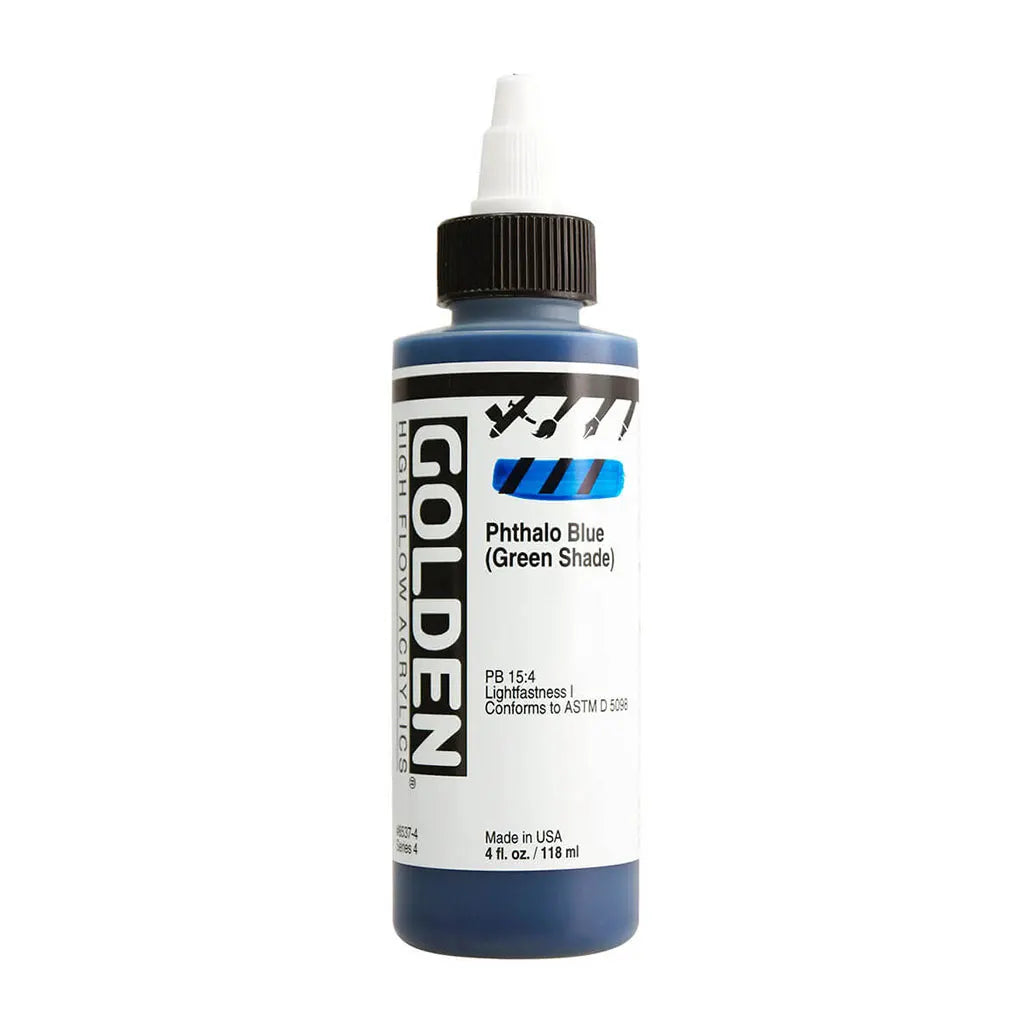 Golden High Flow Acrylic Paint 4oz Phthalo Blue (Green Shade) S4