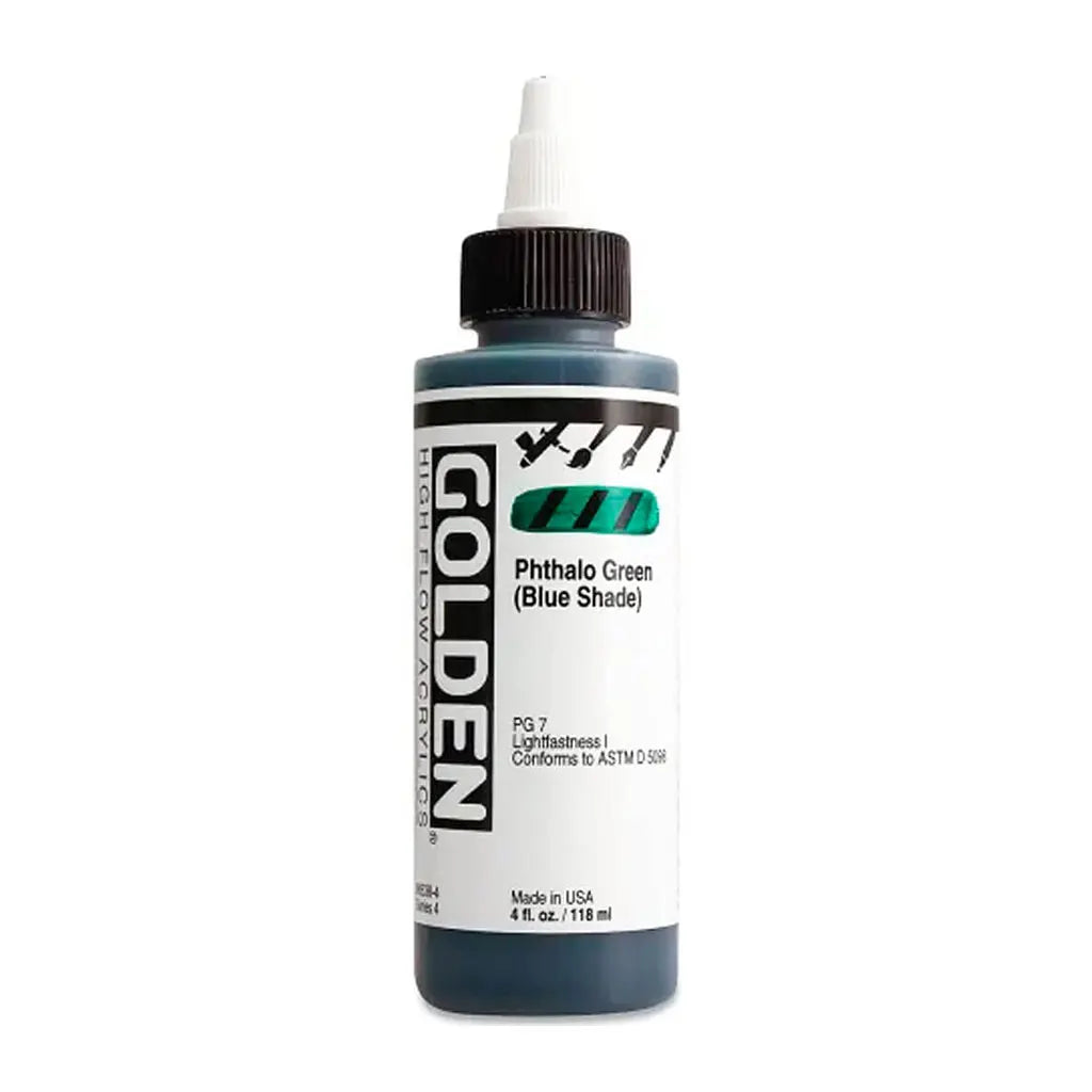 Golden High Flow Acrylic Paint 4oz Phthalo Green (Blue Shade) S4