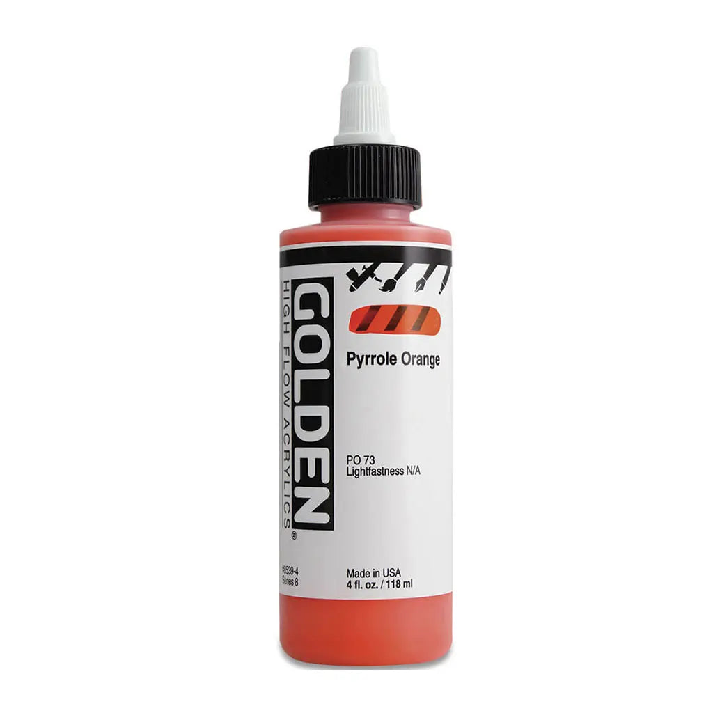Golden High Flow Acrylic Paint 4oz Pyrrole Orange S8