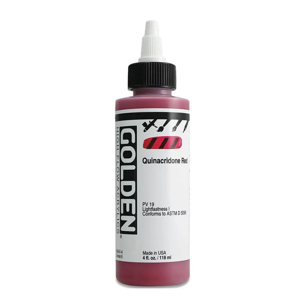 Golden High Flow Acrylic Paint 4oz Quinacridone Red S6