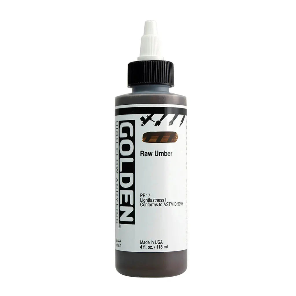 Golden High Flow Acrylic Paint 4oz Raw Umber S1