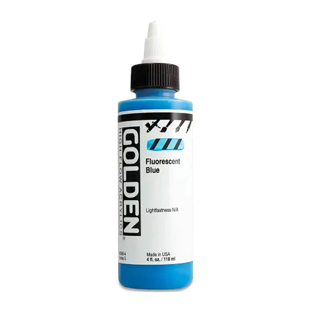 Golden High Flow Acrylic Paint 4oz Fluorescent Blue S5