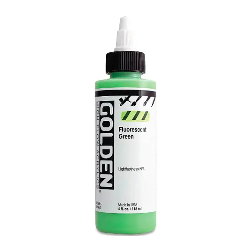 Golden High Flow Acrylic Paint 4oz Fluorescent Green S5