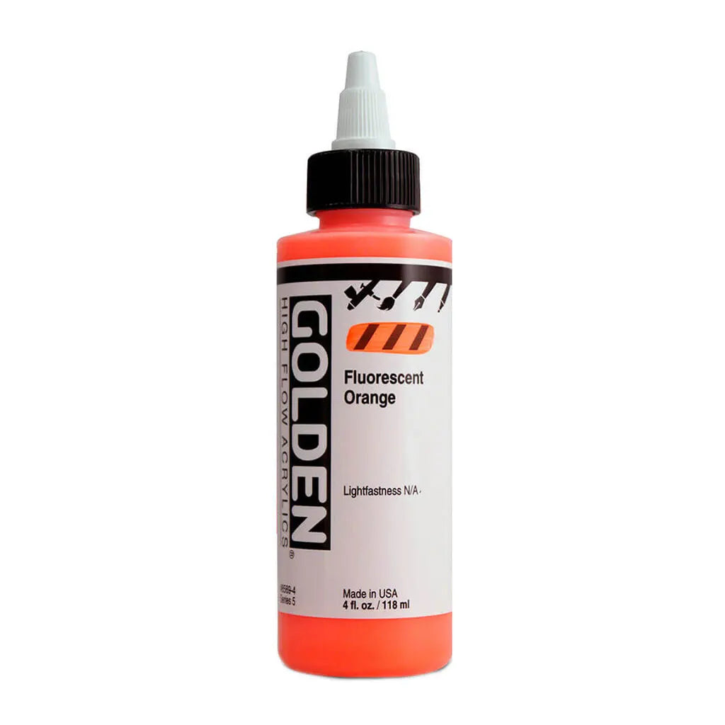 Golden High Flow Acrylic Paint 4oz Fluorescent Orange S5