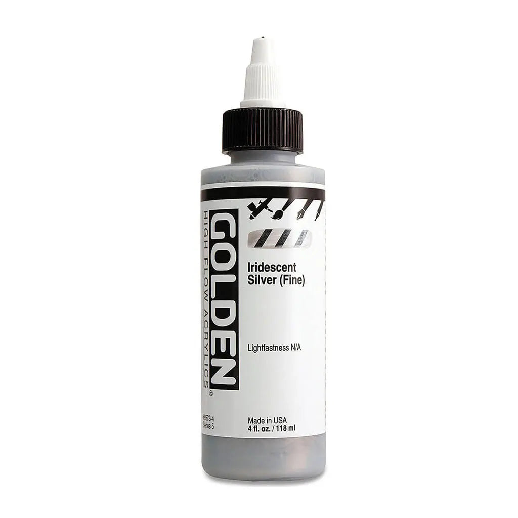 Golden High Flow Acrylic Paint 4oz Iridescent Silver (Fine) S5