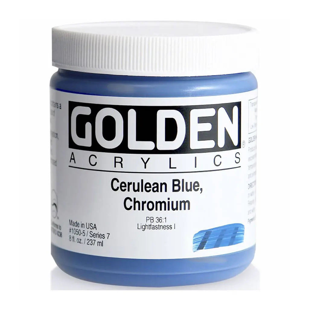 Golden Heavy Body Acrylic 8oz Cerulean Blue Chromium S7