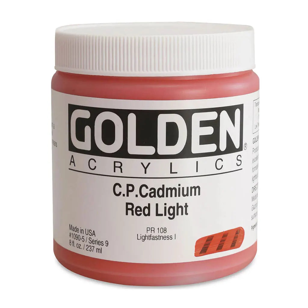 Golden Heavy Body Acrylic 8oz Cadmium Red Light S9