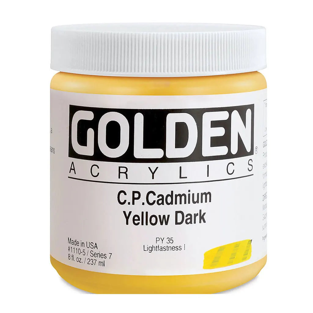 Golden Heavy Body Acrylic 8oz Cadmium Yellow Dark S7