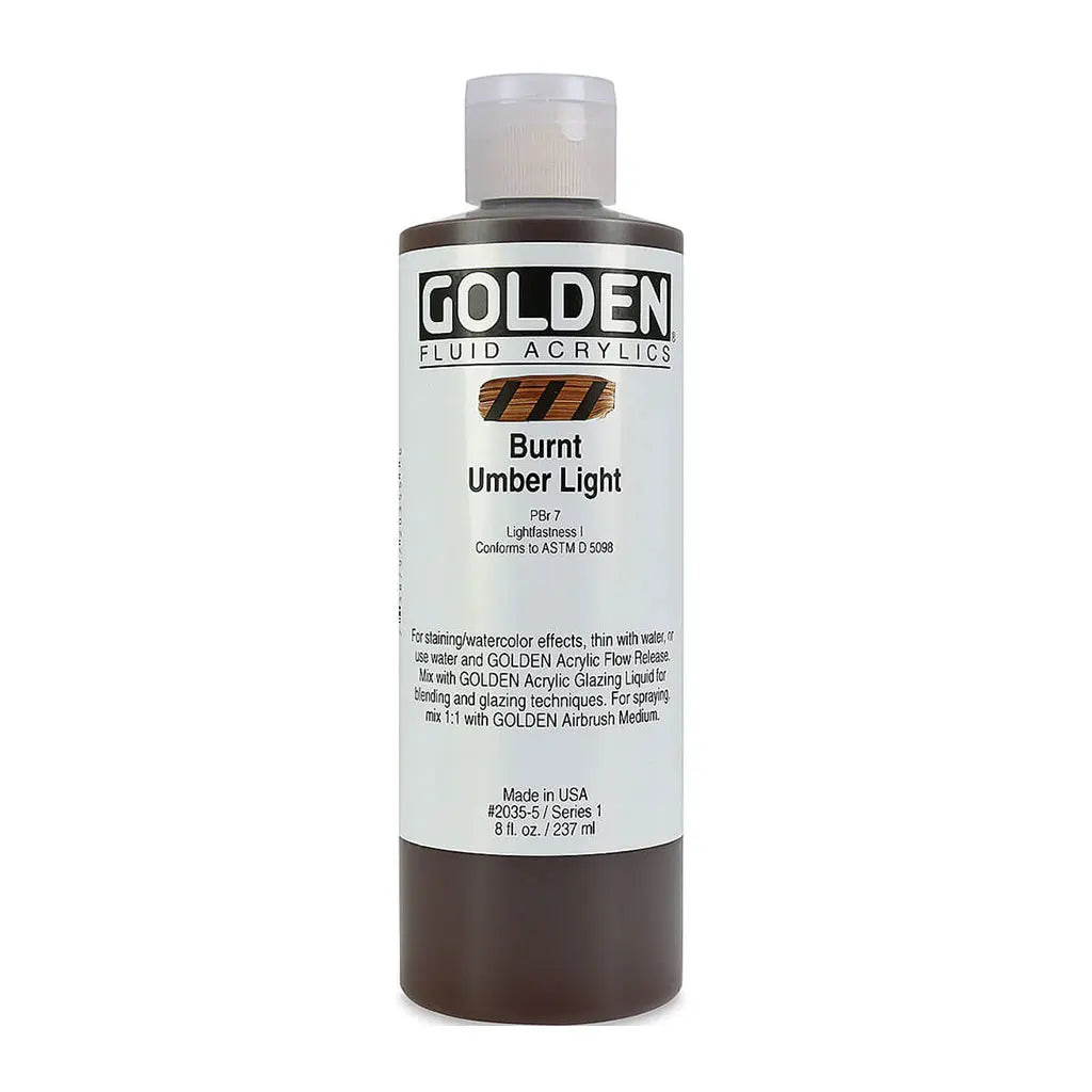 Golden Fluid Acrylic 8oz Burnt Umber Light S1