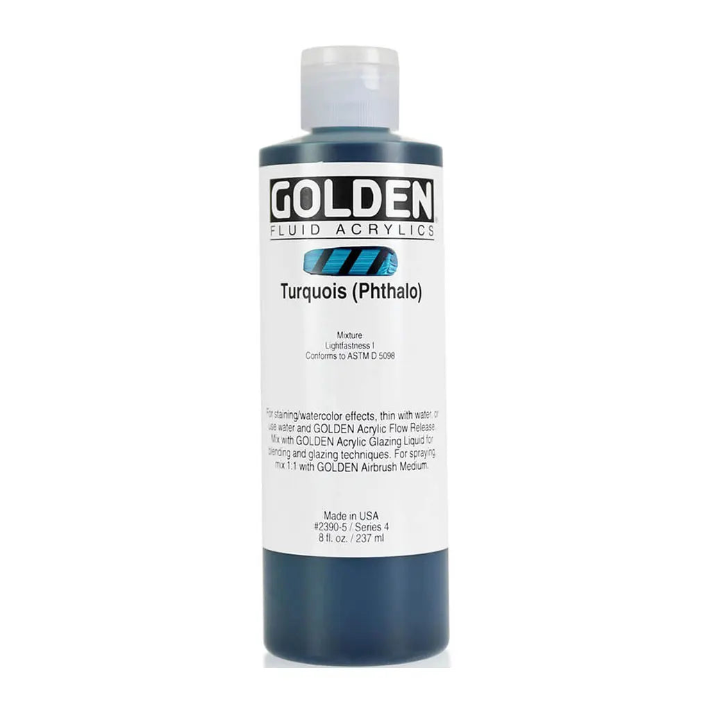 Golden Fluid Acrylic 8oz Turquoise (Phthalo) S4