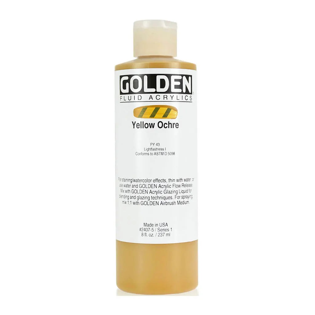 Golden Fluid Acrylic 8oz Yellow Ochre S1