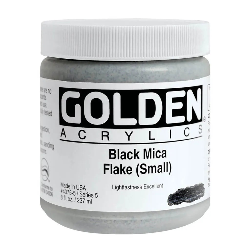 Golden Heavy Body Acrylic 8oz Black Mica Flake Small S5