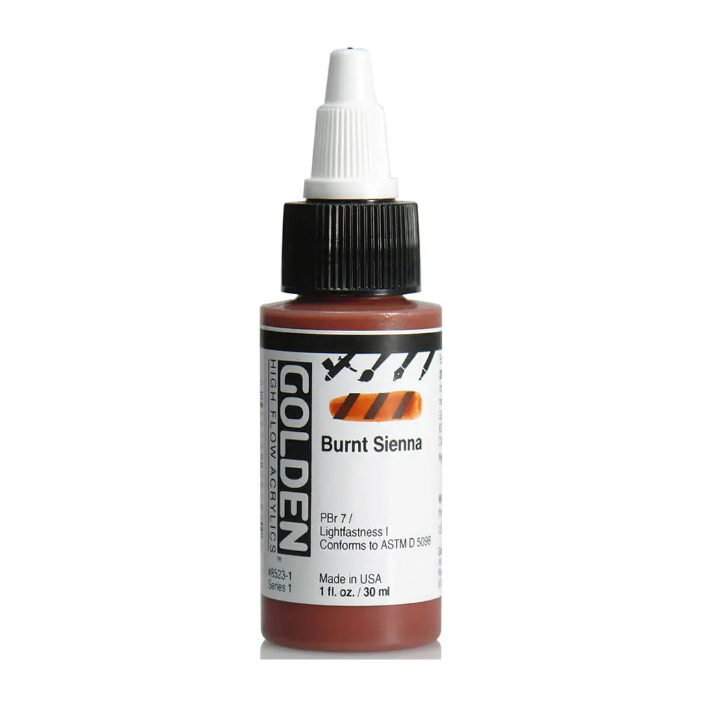 Golden High Flow Acrylic Paint 1oz Burnt Sienna S1