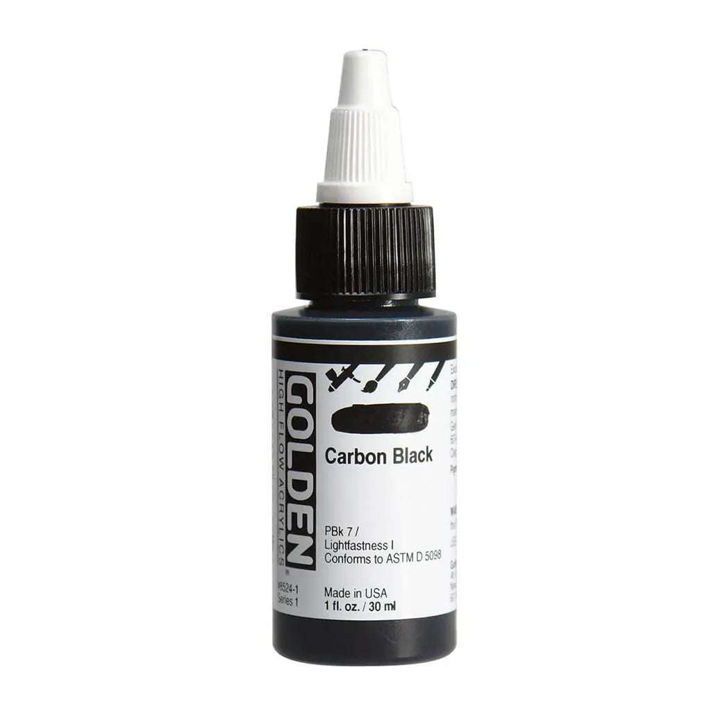 Golden High Flow Acrylic Paint 1oz Carbon Black S1