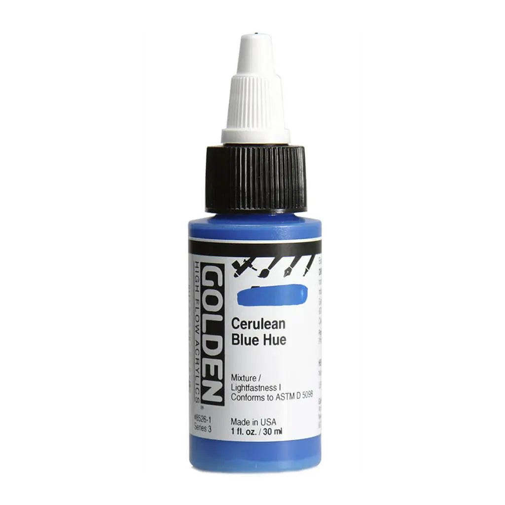 Golden High Flow Acrylic Paint 1oz Cerulean Blue Hue S3
