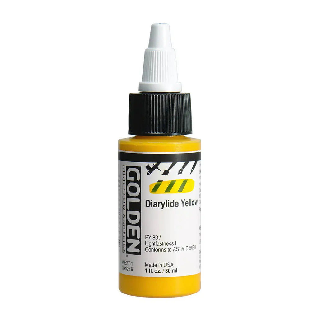 Golden High Flow Acrylic Paint 1oz Diarylide Yellow S6