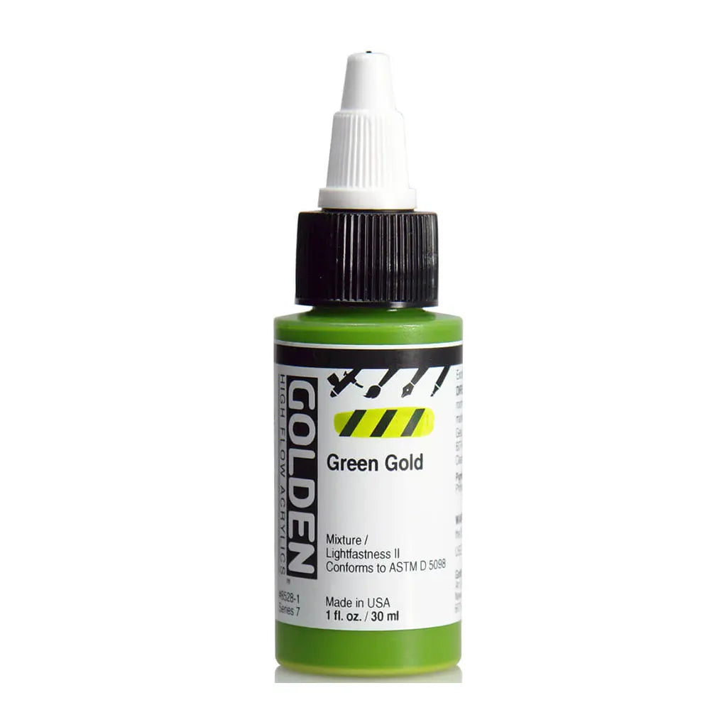 Golden High Flow Acrylic Paint 1oz Green Gold S7