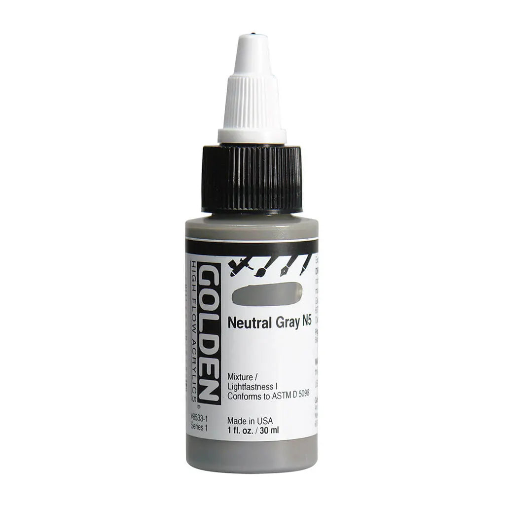 Golden High Flow Acrylic Paint 1oz N5 Neutral Gray S1