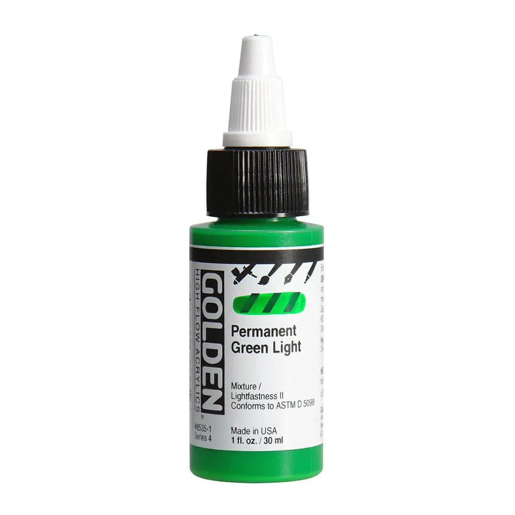 Golden High Flow Acrylic Paint 1oz Permanent Green Light S4