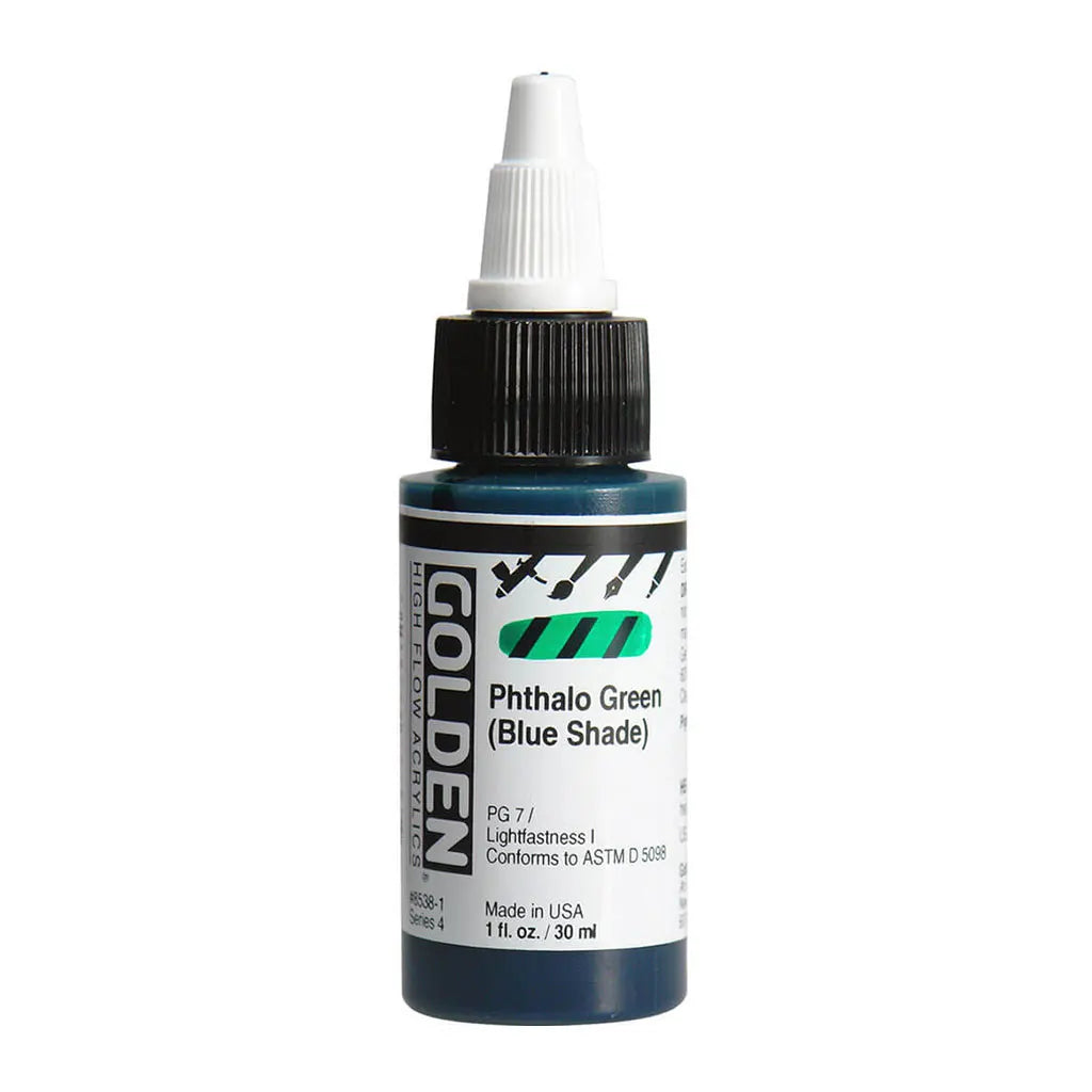 Golden High Flow Acrylic Paint 1oz Phthalo Green (Blue Shade) S4