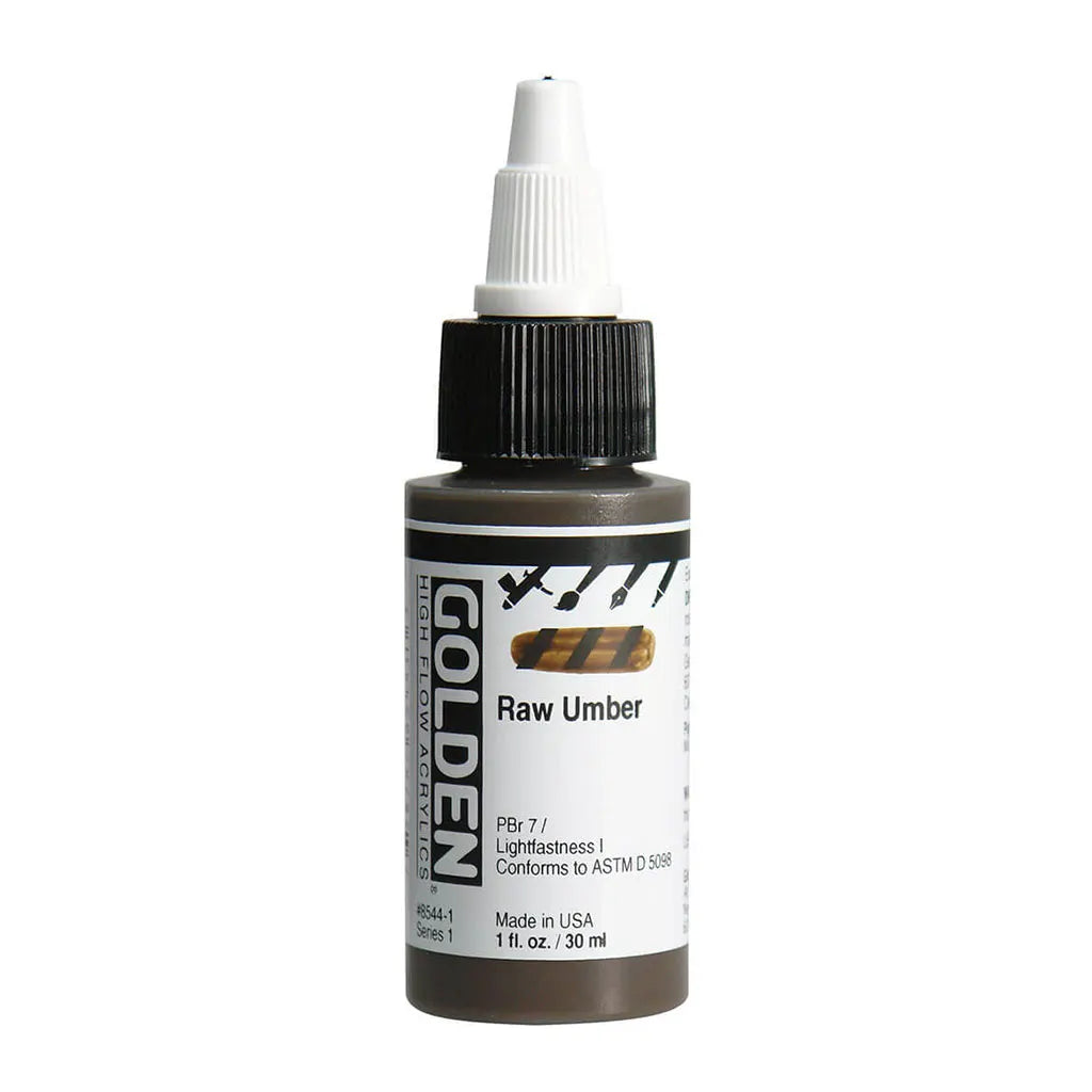 Golden High Flow Acrylic Paint 1oz Raw Umber S1