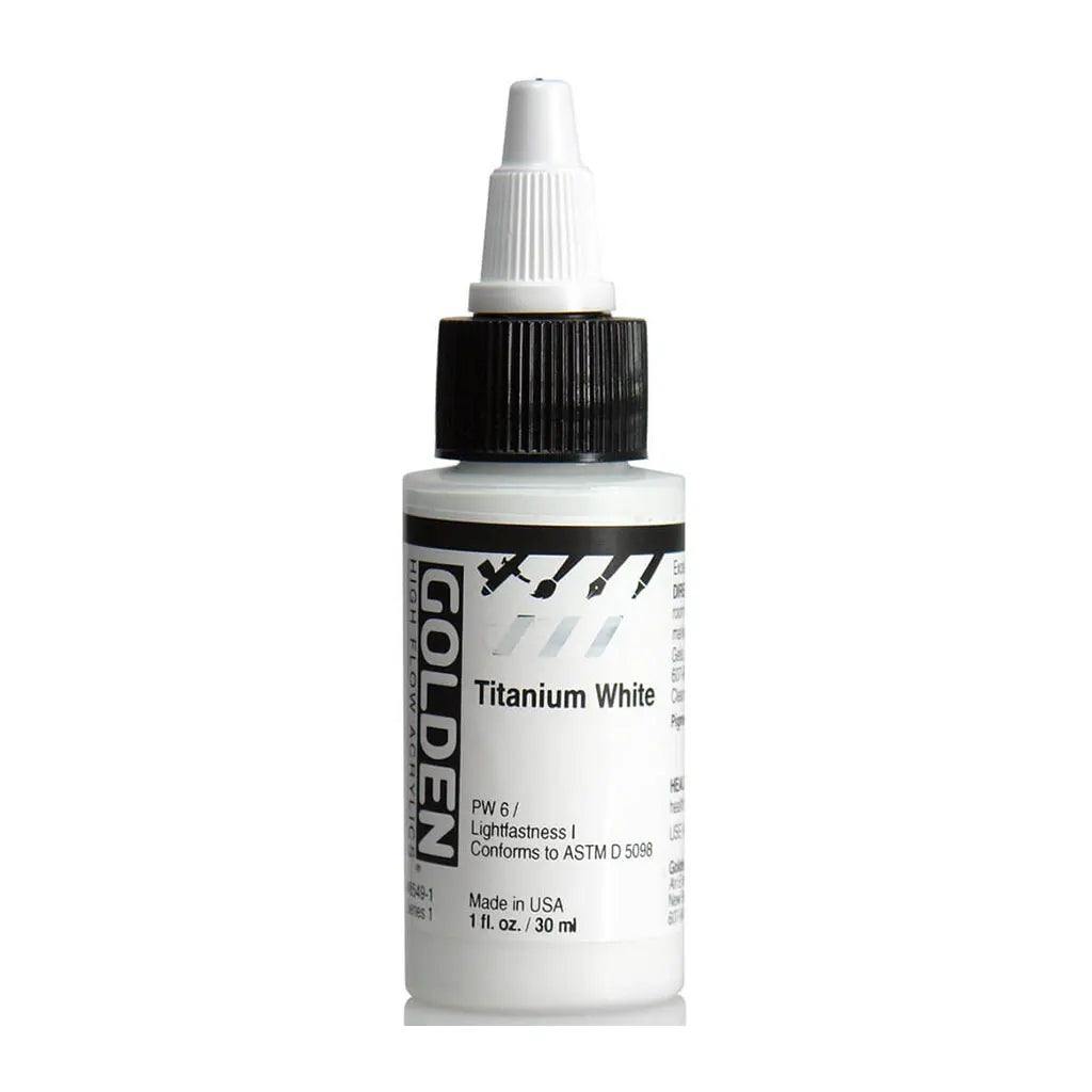 Golden High Flow Acrylic Paint 1oz Titanium White S1