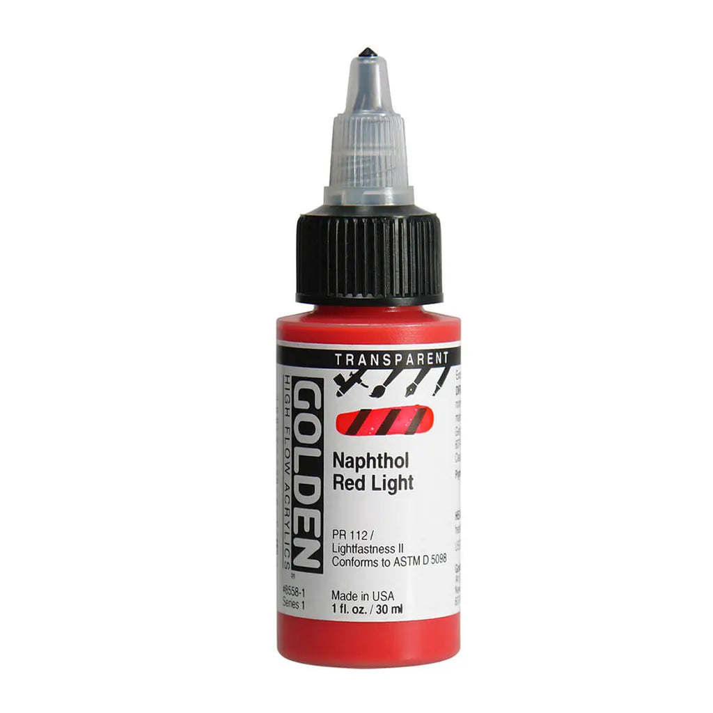 Golden High Flow Acrylic Paint 1oz Transaperent Naphthol Red Light S1