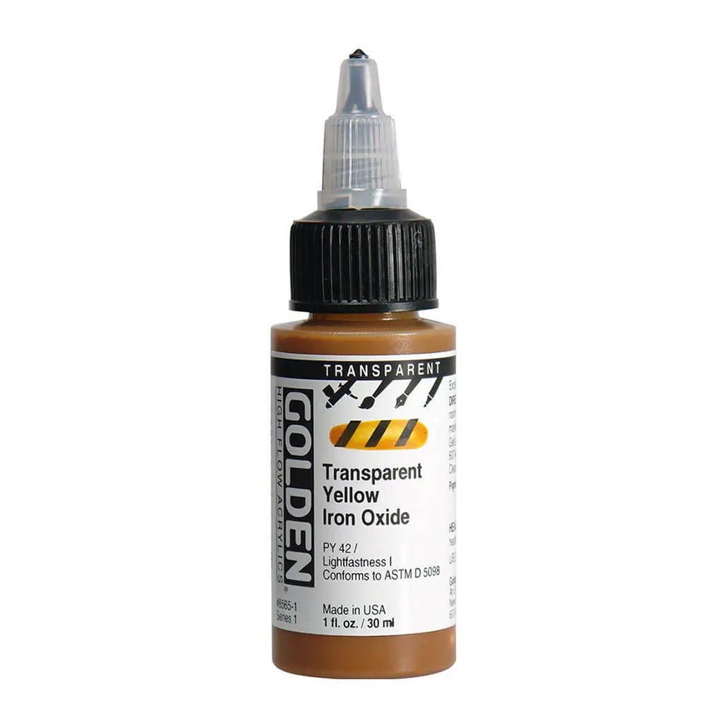 Golden High Flow Acrylic Paint 1oz Transparent Yellow Iron Oxide S1