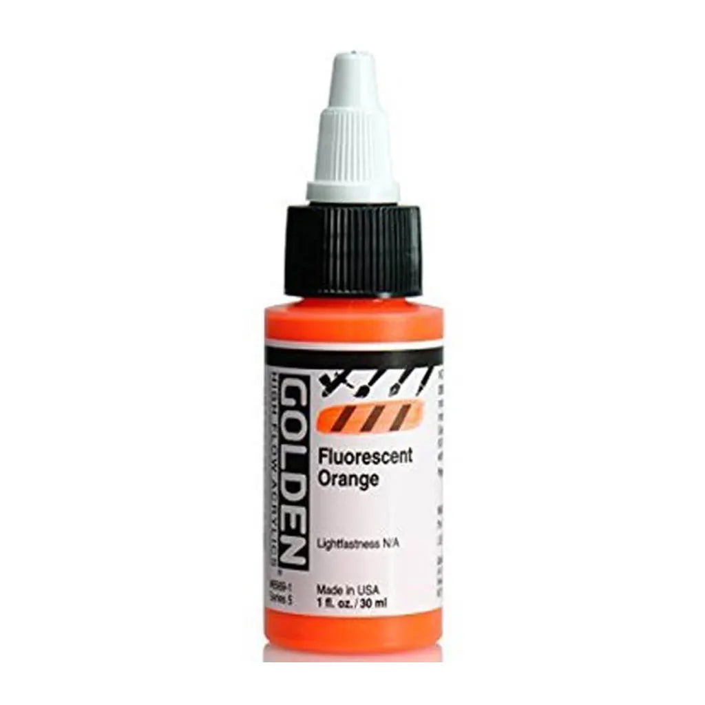 Golden High Flow Acrylic Paint 1oz Fluorescent Orange S5