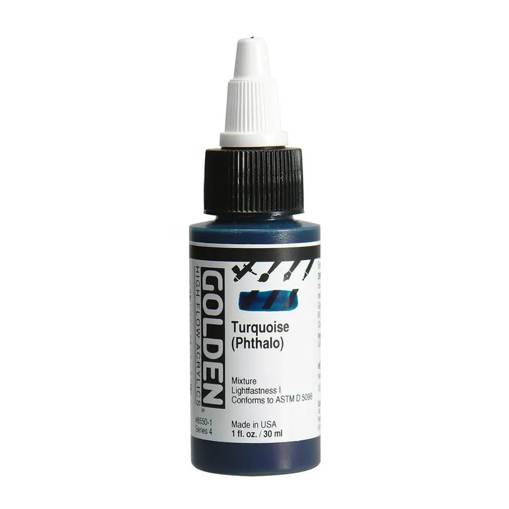 Golden High Flow Acrylic Paint 1oz Turquoise (Phthalo ) S4