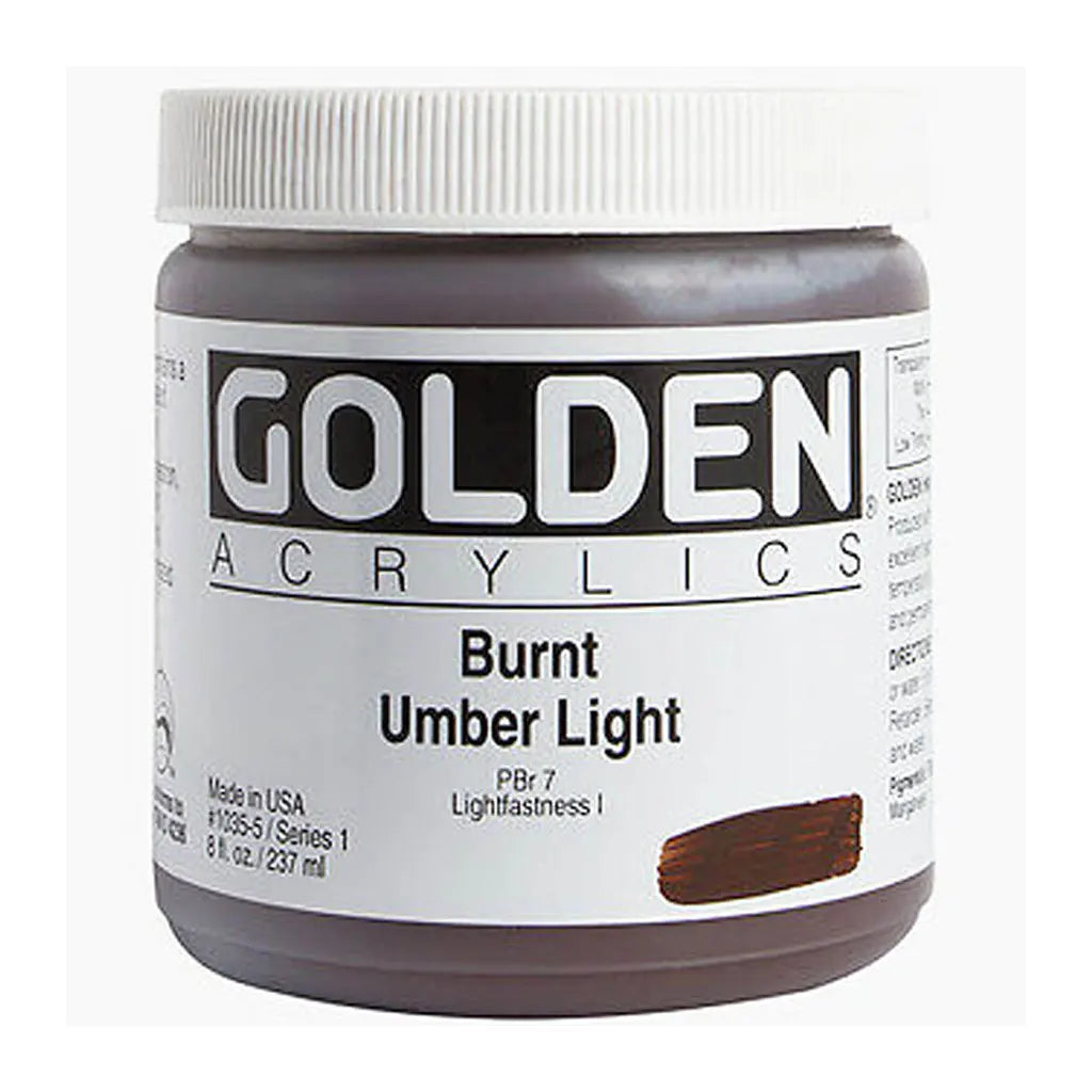 Golden Heavy Body Acrylic 8oz Burnt Umber Light S1