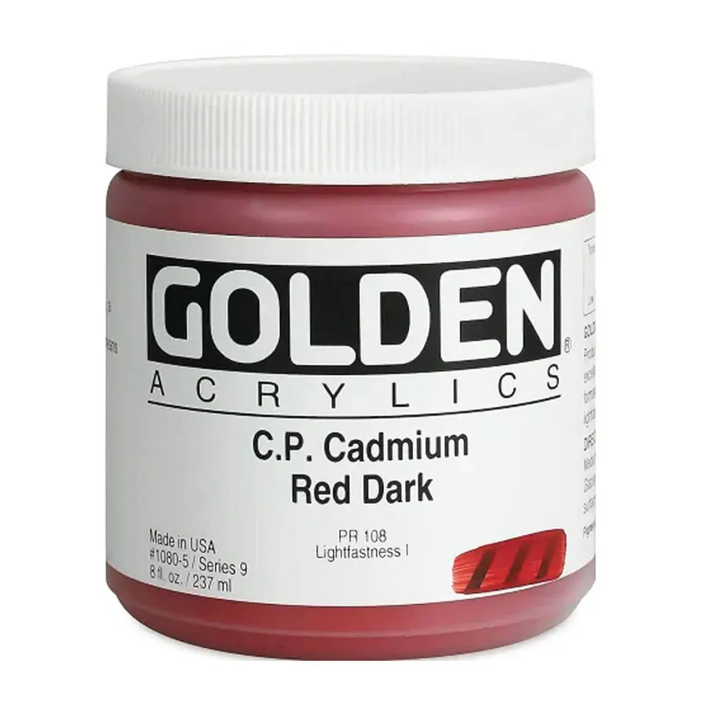Golden Heavy Body Acrylic 8oz Cadmium Red Dark S9