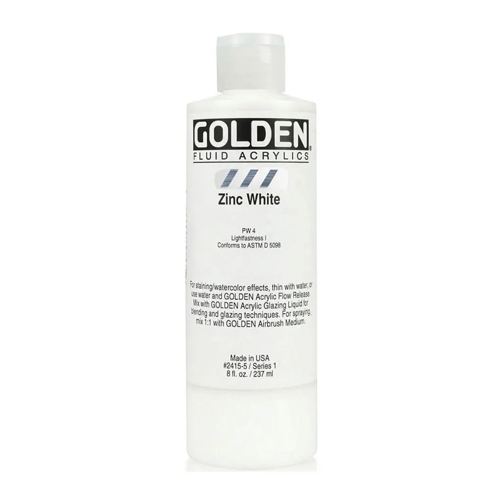 Golden Fluid Acrylic 8oz Zinc White S1