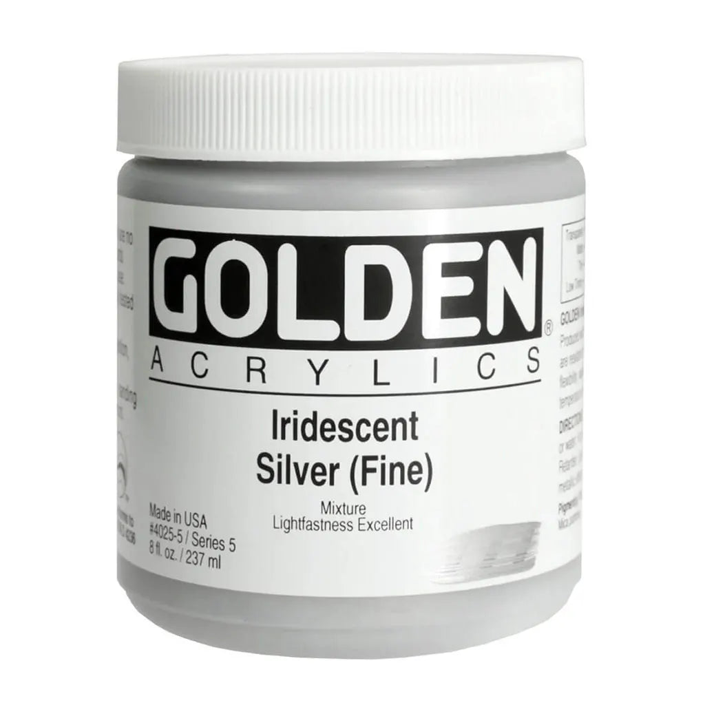 Golden Heavy Body Acrylic 8oz Iridescent Silver (Fine) S5