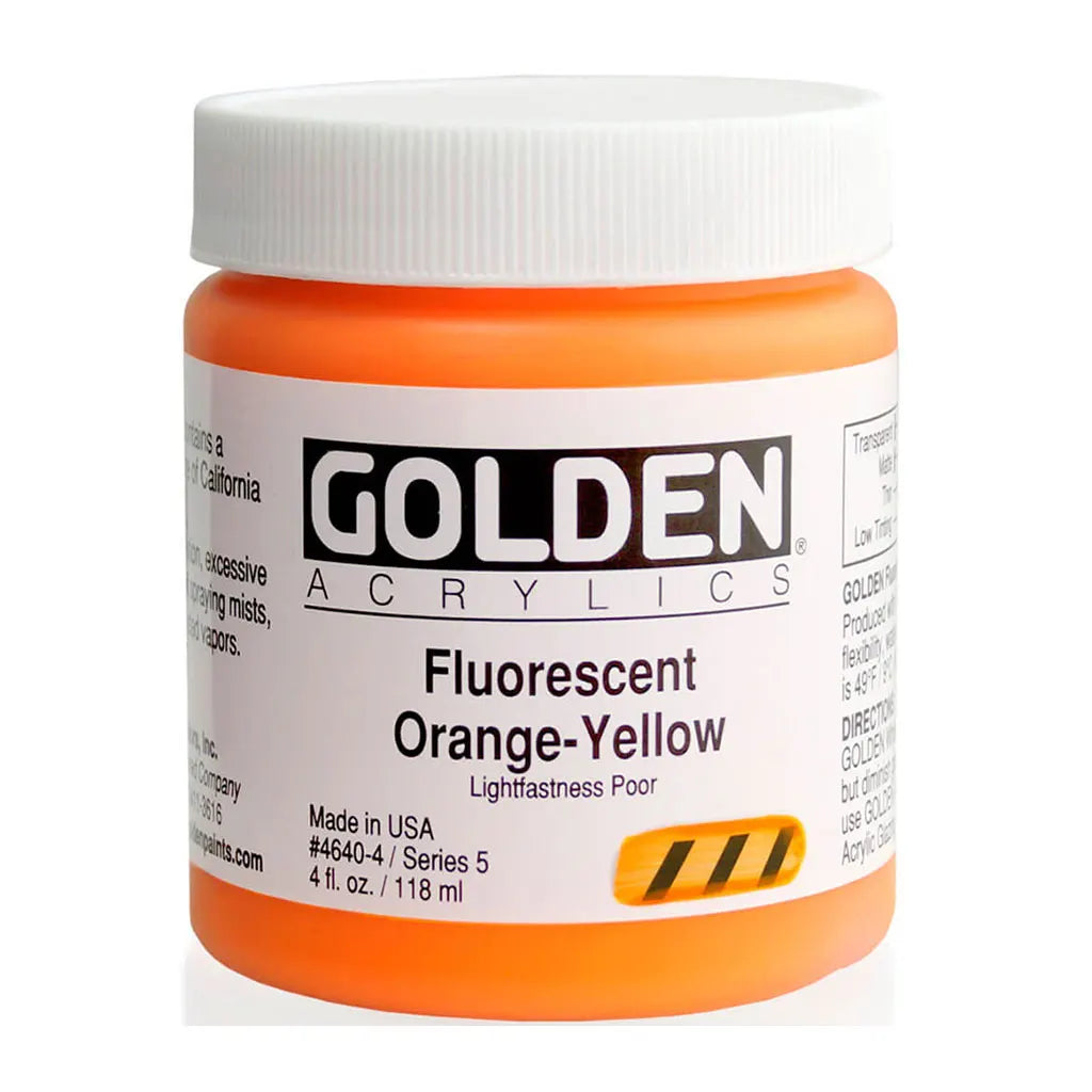 Golden Heavy Body Acrylic 4oz Fluorescent Orange-Yellow S5