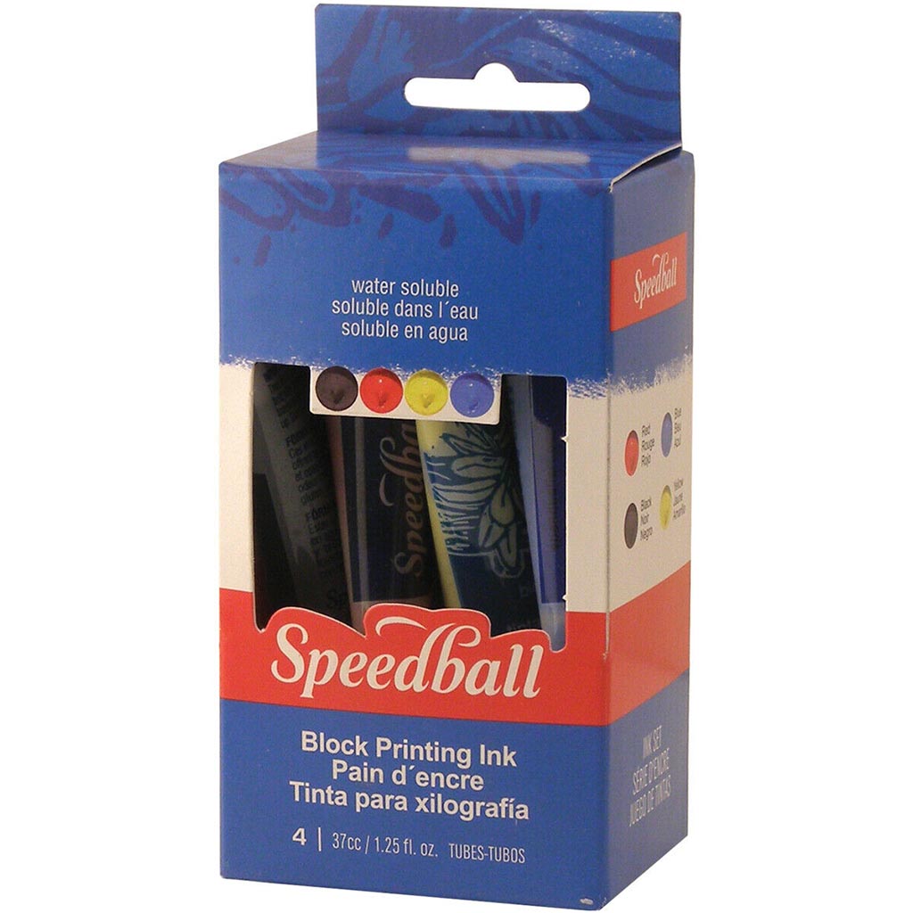 Block Printing Inks Basic, Set of 4, 1.25oz