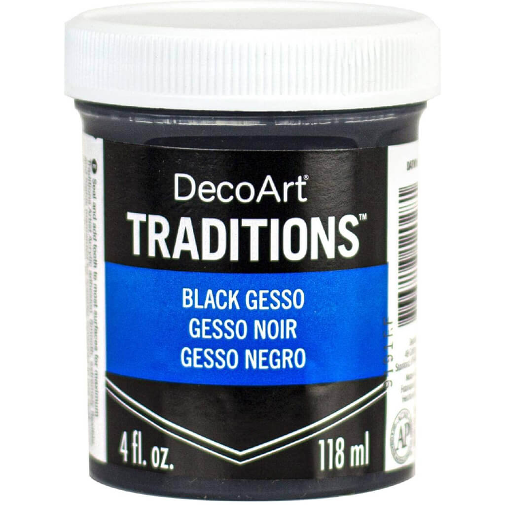 Decoart Traditions Artist Acrylic Black Gesso, 4oz