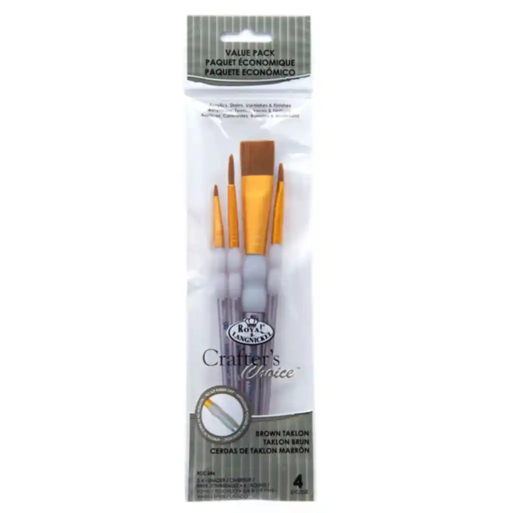 Crafter's Choice 4pc Brown Taklon Variety Brush Set
