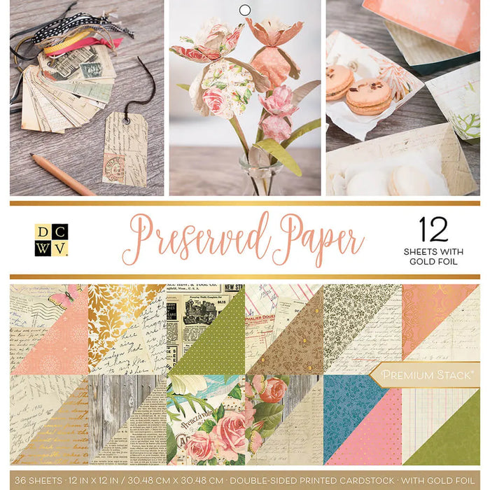 Preserved Paper Double Sided Paper, 12in x 12in