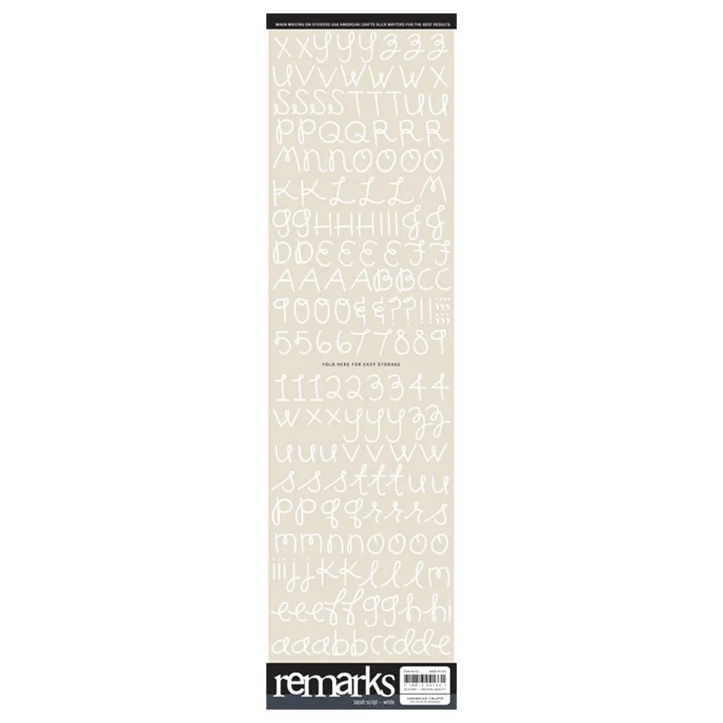 Sarah Script White Letter Stickers