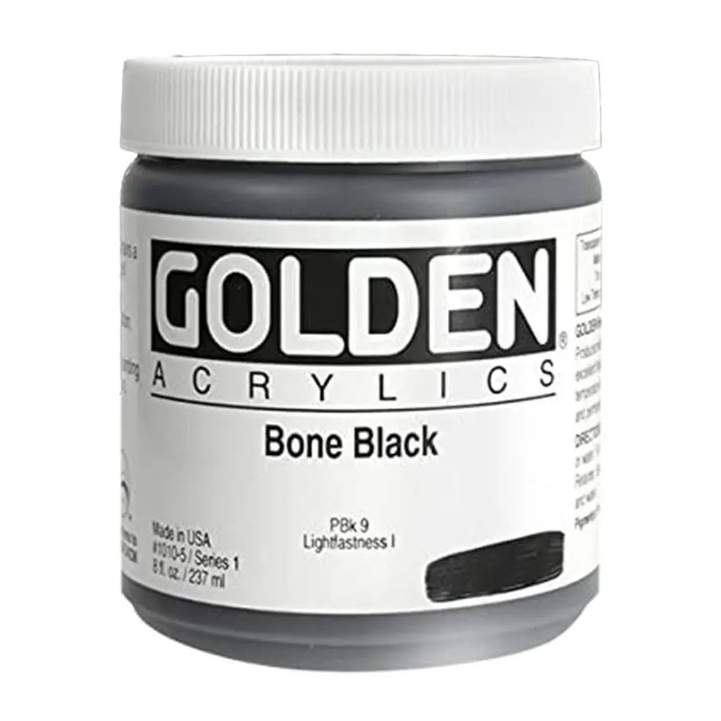 Golden Heavy Body Acrylic 8oz Bone Black S1