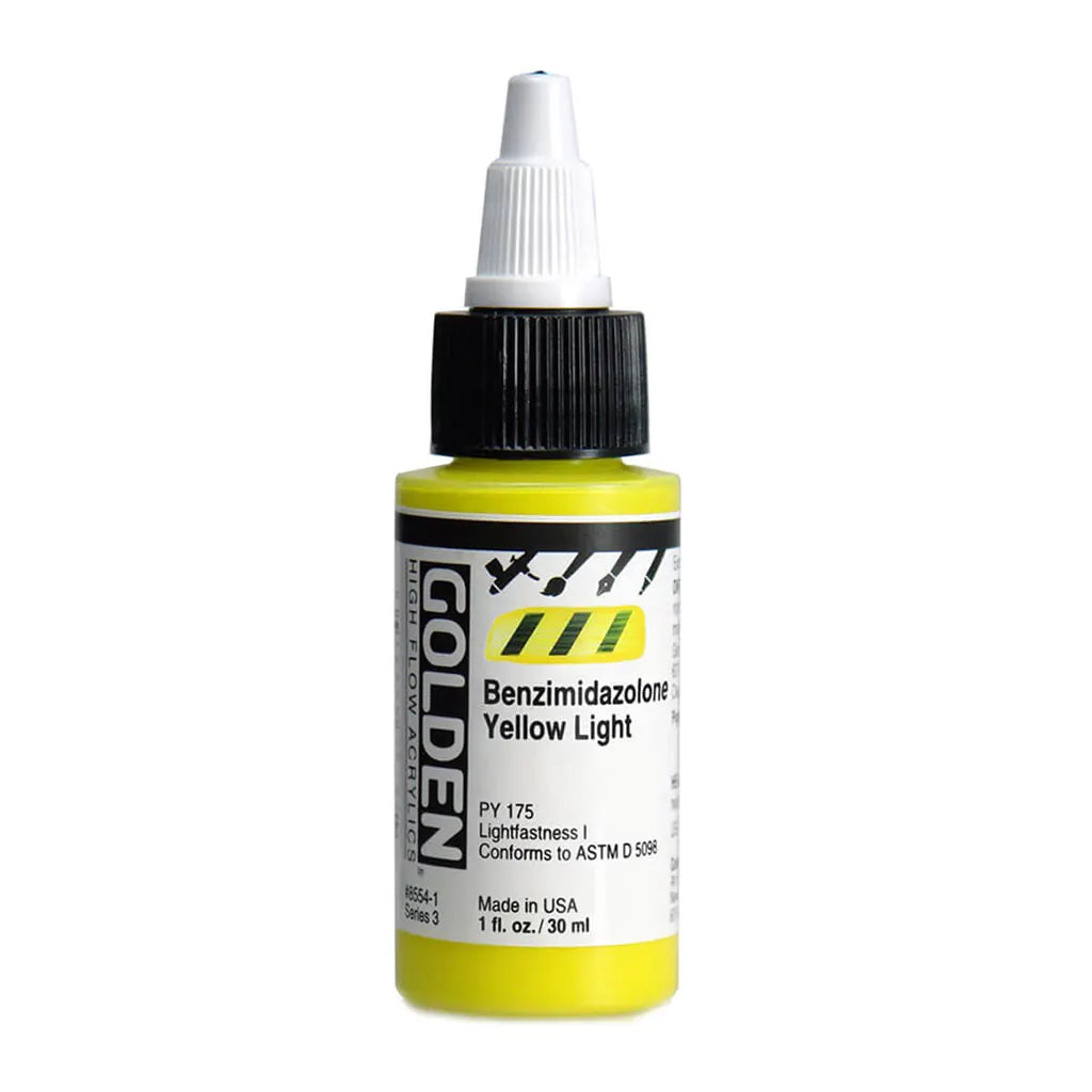 Golden High Flow Acrylic Paint 1oz Benz. Yellow Light S3