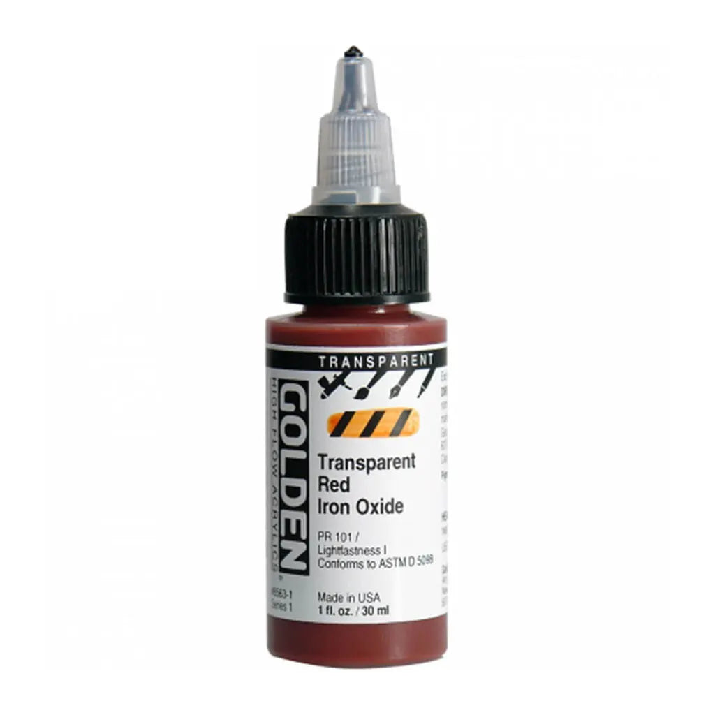 Golden High Flow Acrylic Paint 1oz Transparent Red Iron Oxide S1