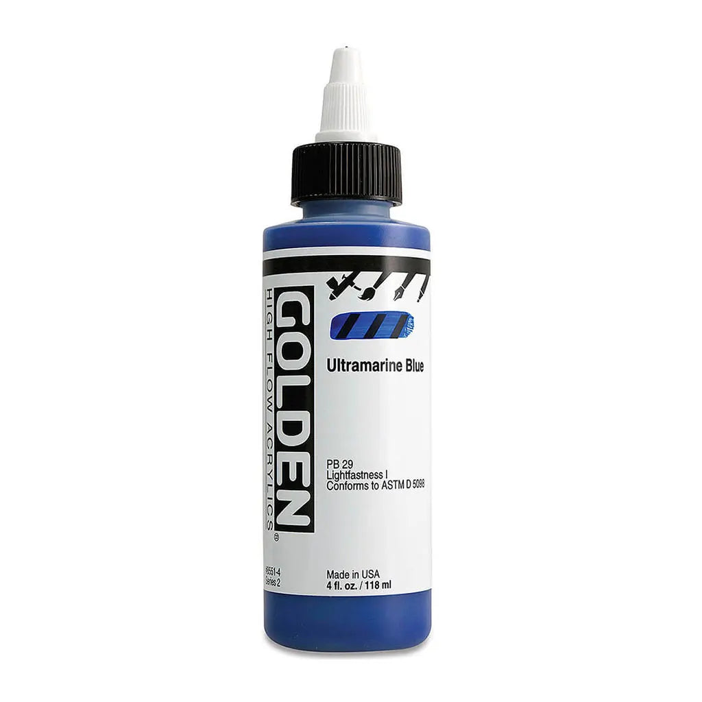 Golden High Flow Acrylic Paint 4oz Ultramarine Blue S2