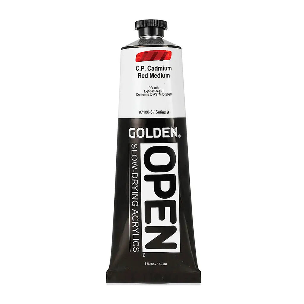 Golden OPEN Slow-Drying Acrylic Paint 5oz Cadmium Red Medium S9
