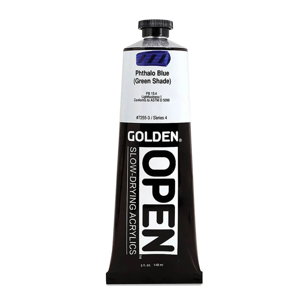 Golden OPEN Slow-Drying Acrylic Paint 5oz Phthalo Blue / (Green Shade) S4